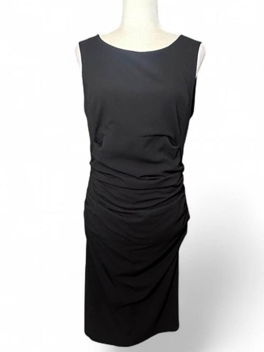 💜 BCBG Maxazria Rayona Black Ruched Sleeveless Dress (12)